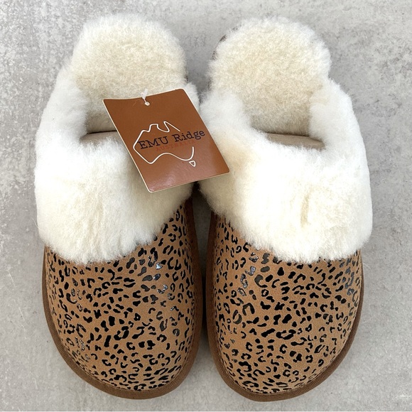 EMU Ridge Harper Animal Print Suede & Sheepskin Wool Mule Slippers, 8 NWT - Picture 5 of 6